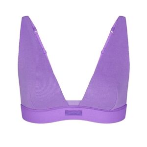 SKIMS NWOT Ultra Violet Cotton Ribbed Plunge Bralette - SIZE S